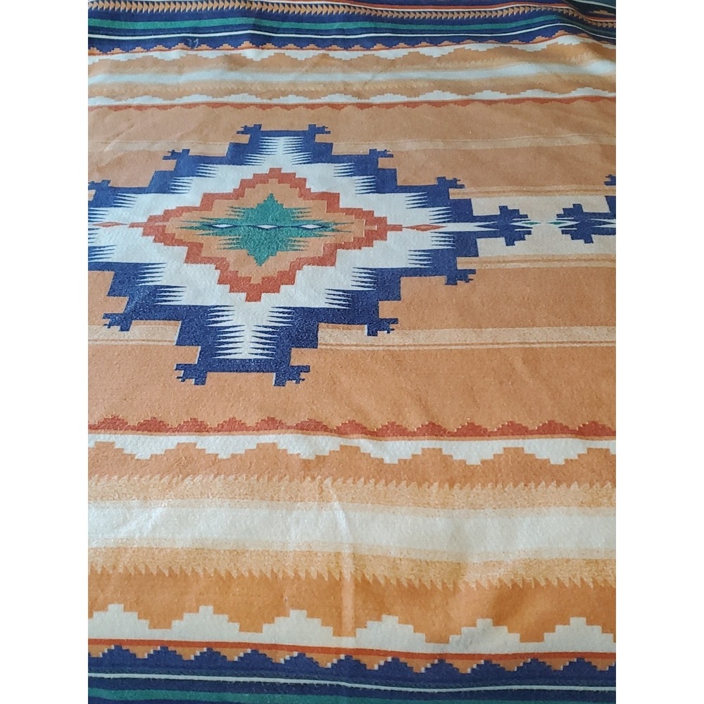 Vntg. 1980s Southwest-Aztec Blanket - Native American/Polyester/Nostalgia/GenX